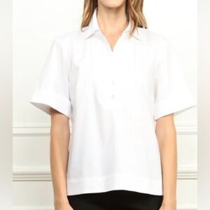 Hinson Wu Aileen Top, cotton, short sleeve white, size small